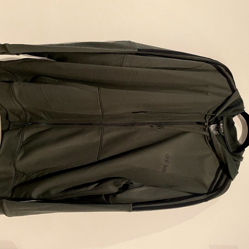 Olive Green Adidas Zip Up Sweatshirt 2XL